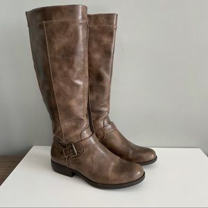 Kim Rogers Womens Jedda Brown Leather Adjustable Mid Calf Riding Boots Size 9 M